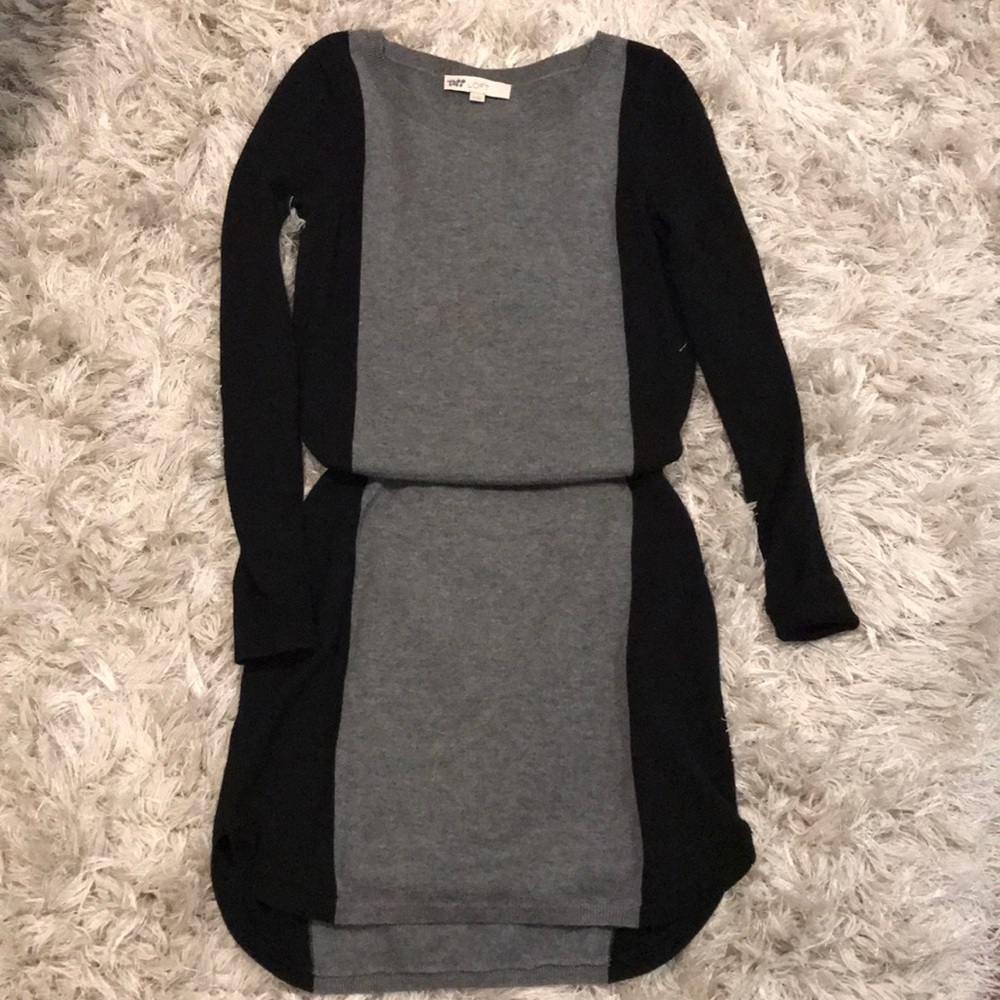 LOFT dress with bunched waist in grey